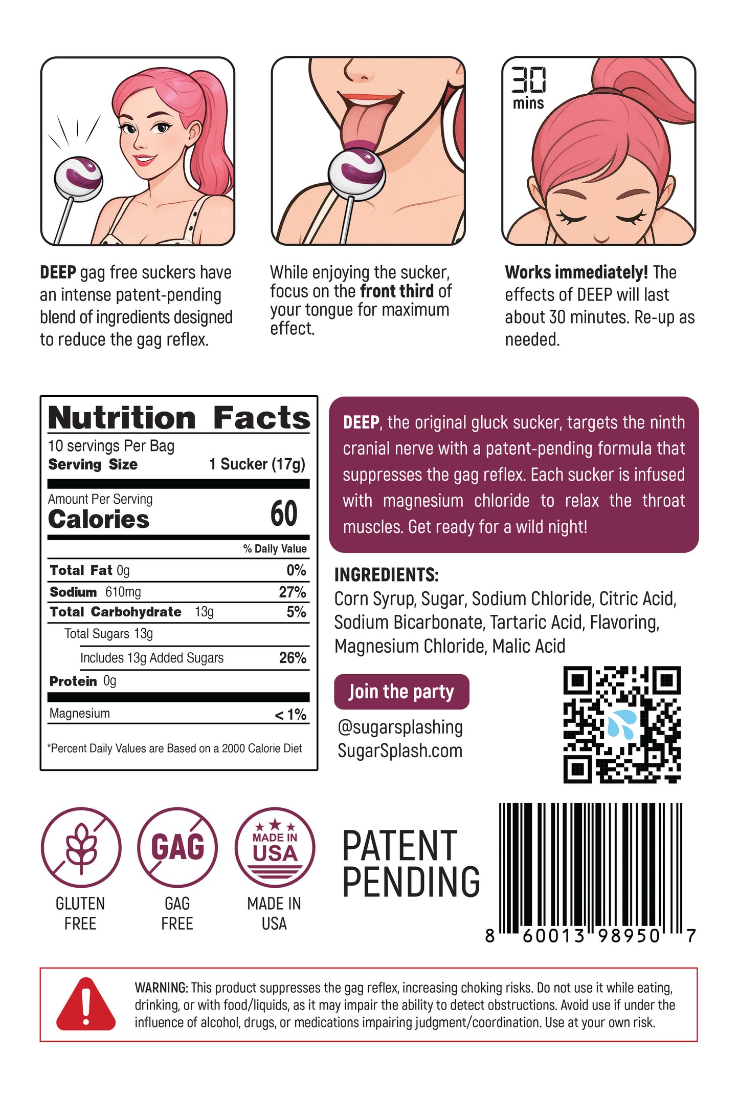 12-Pack Deep Gag Suppressing Suckers (12 Bags of 10)
